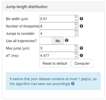 Jump length distribution parameters.