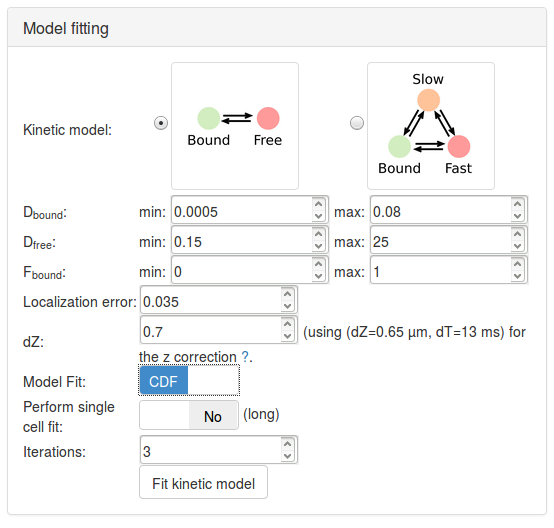 screenshot of the fitting parameters box.